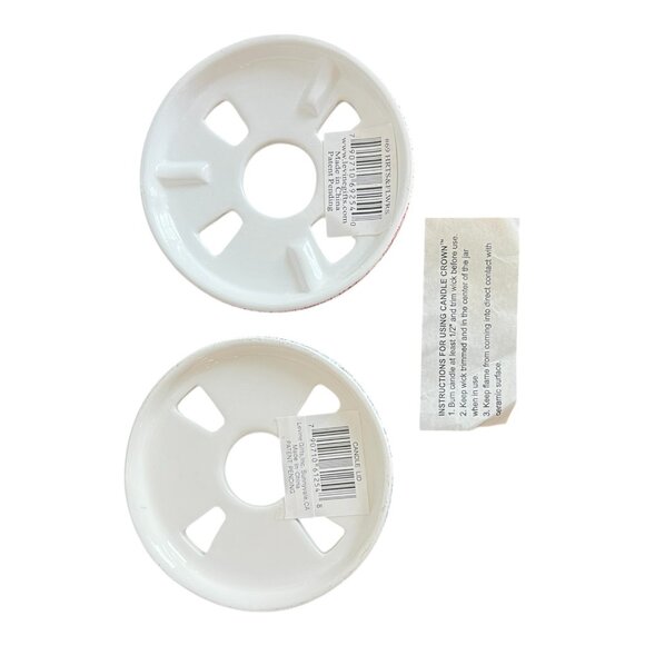 Candle Crown Decorative Ceramic Lids Set Of 2 With Hand-Painted Floral Designs - Picture 4 of 7